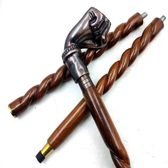 Wooden Walking Cane for Women and Men Punch Style Handle Walking Stick 91.44 Cm