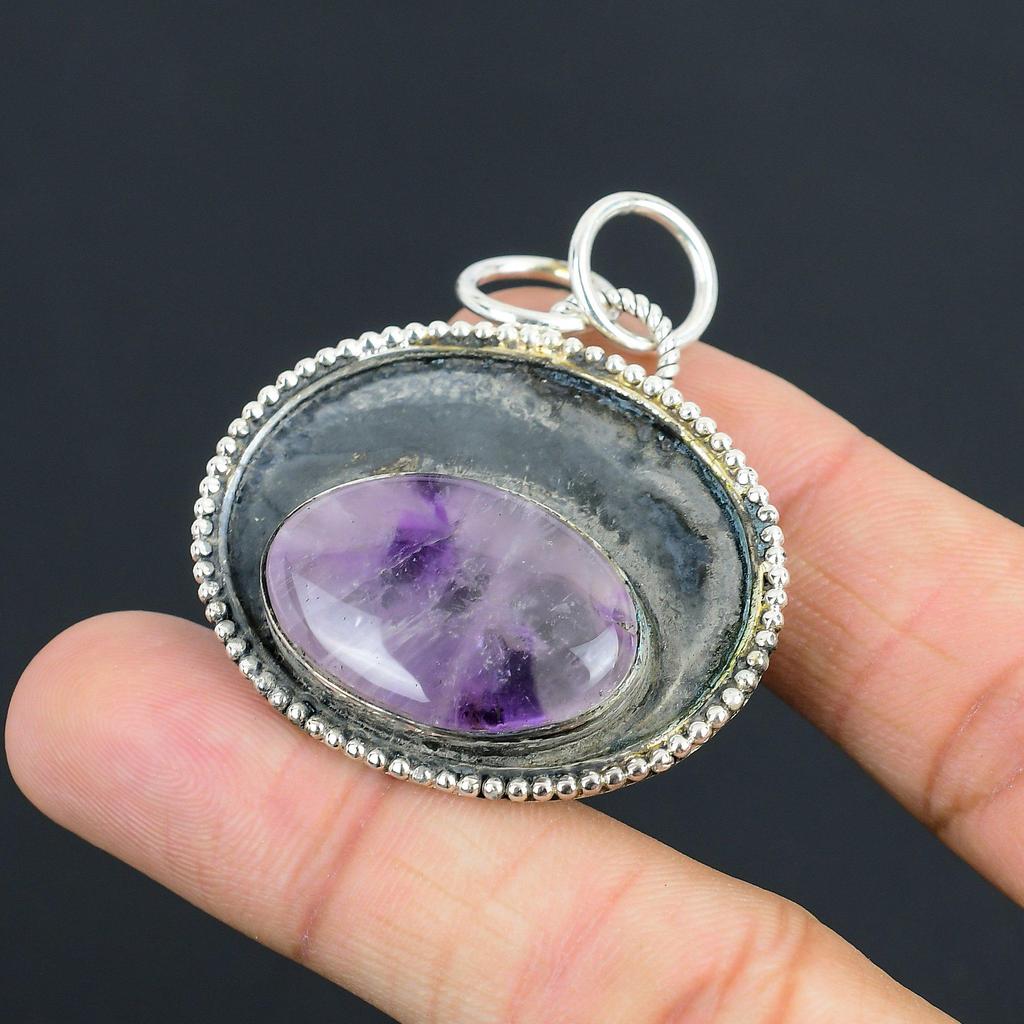 Gift For Women Pendant 925 Sterling Silver Natural Star Amethyst Gemstone