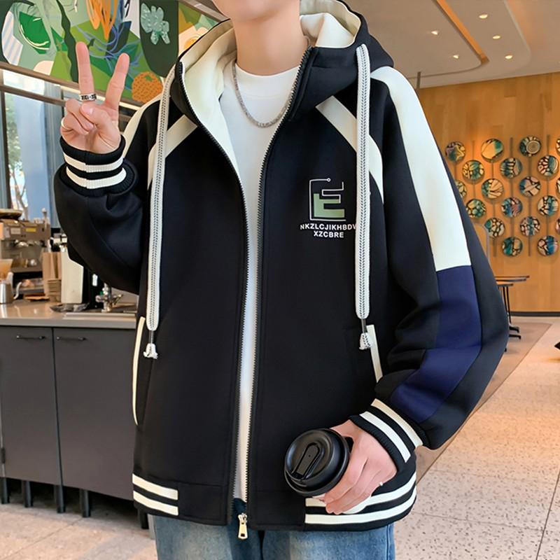 Trendig huvtröja för män: Lös casual sweatshirt för vår/höst, mångsidig långärmad topp