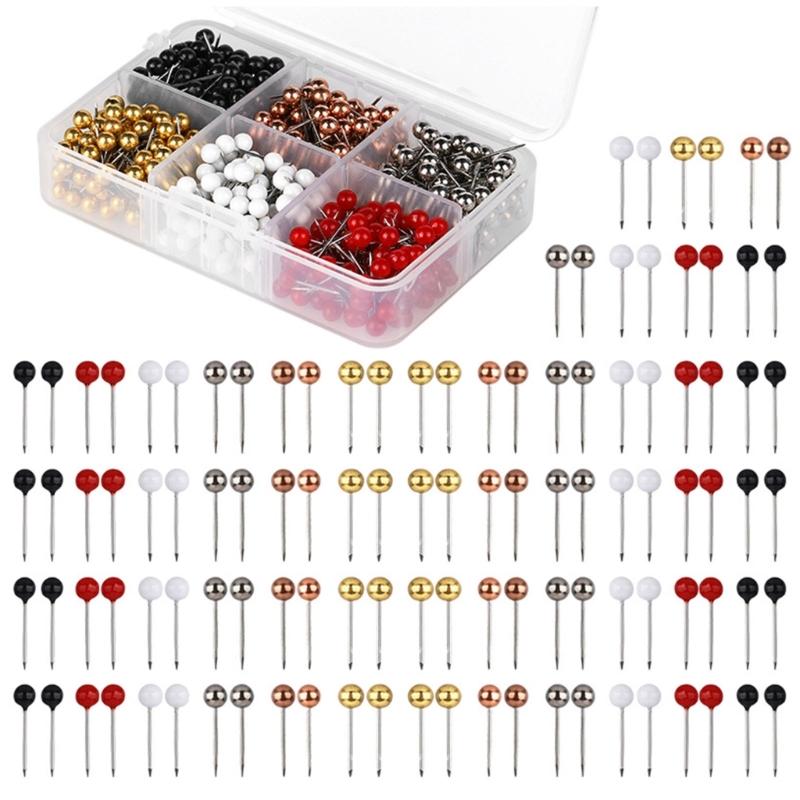 1800/510Pcs Ball-shape Push Pin Map Pins Cork Board Tacks Multicolored Quilting Positioning Pin for Sewing Dressmaking