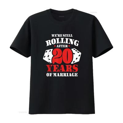 Couples Married 20 Years Funny 20th Wedding Anniversary T Shirt Vintage Washed Graphic Breathable Slightly Homme Casual