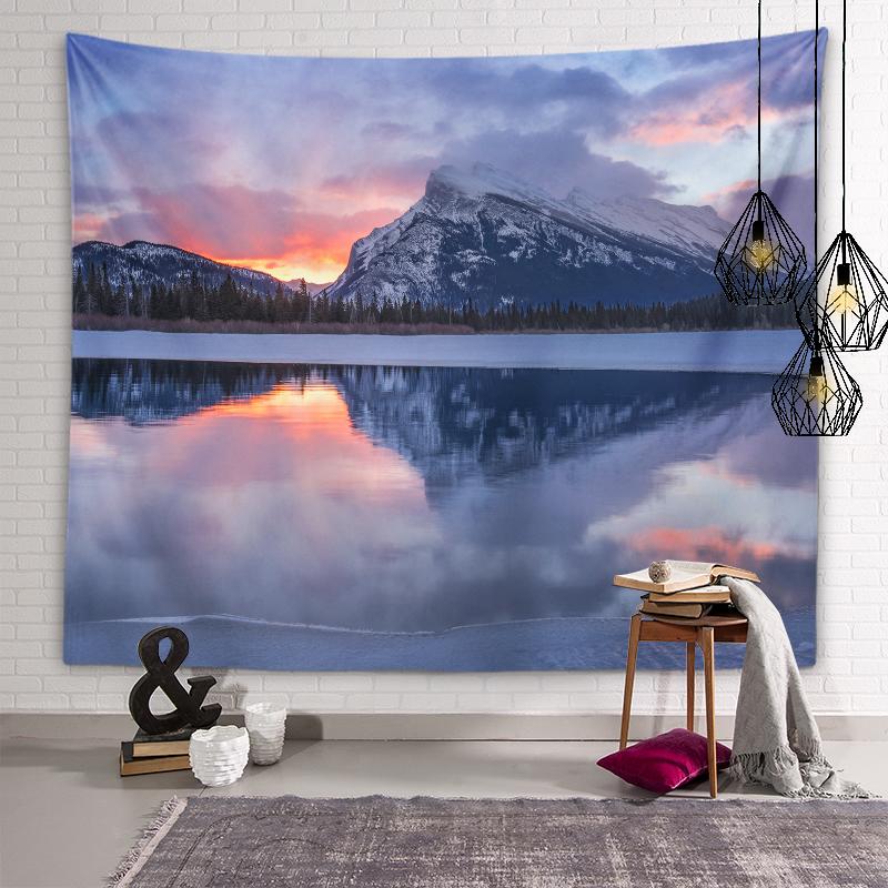 Winter Landscape Wall Art Aesthetic Tapestry Sunset View Tapestry Dormitory Room Aesthetic Decor Bedroom Home Decor