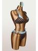 Slim Polka Dot Color Block Open-Back Bandage Bikini