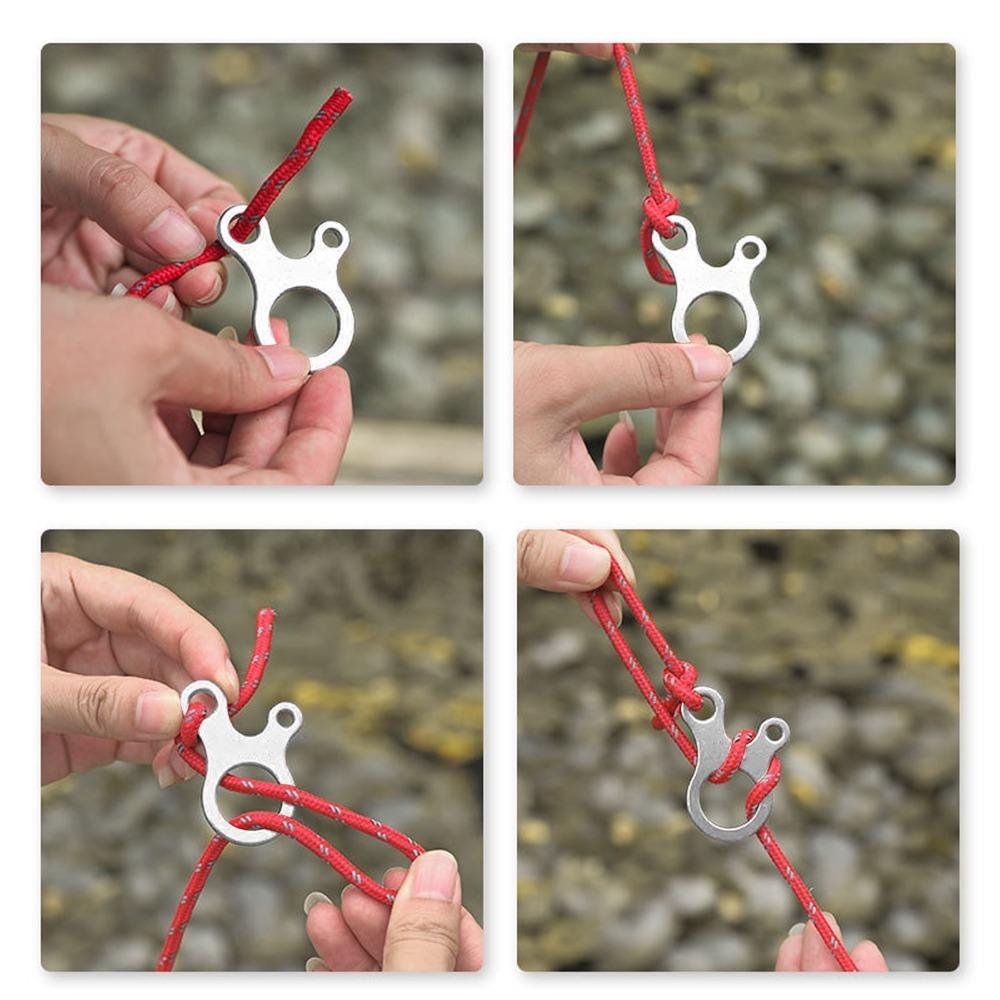 20 Pcs Lightweight Rope Tensioner 3 Holes Cord Tightener Durable Paracord Buckle  Backpacking серебряный