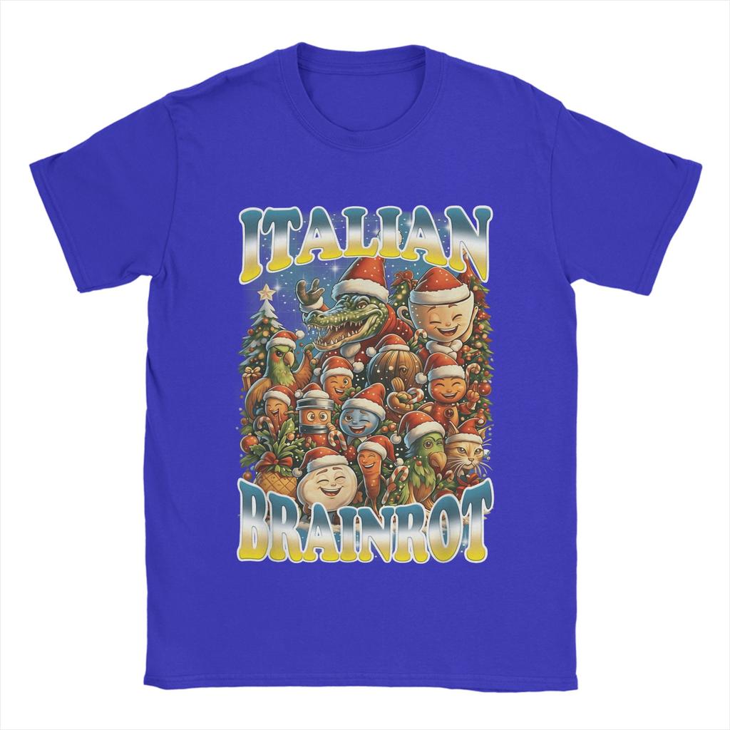 Italian Brainrot Christmas Meme Chaos T-Shirt for Men Funny  Tee Shirt Round Neck Short Sleeve T Shirts New Arrival Clothing