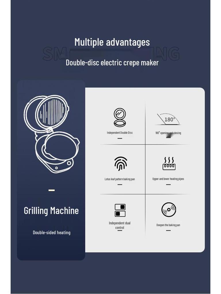 Głęboka Elektryczna Dwustronna Patelnia do Ciasta i Naleśników z Automatycznym Wyłączaniem do Użytku Domowego