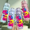 1PC Dancing Colorful Dino 750ml Color Plastic Sports Water Bottle Leakproof Flip Straw Lid Suitable for Sports Office Home Use