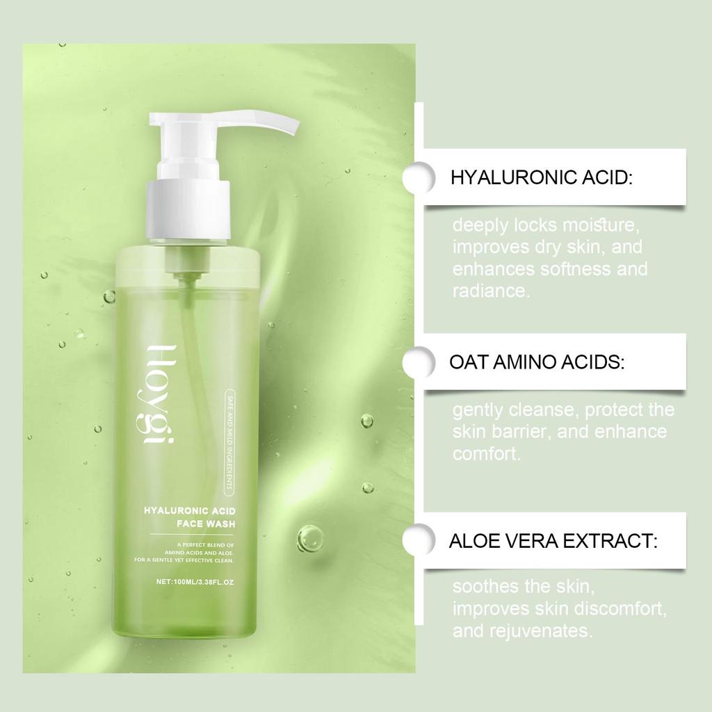 Hyaluronic Acid Cleansing Gel Pore Cleaning & Hydrating Non-Drying Face Wash Exfoliating Moisturizing Formula Facial Cleansing