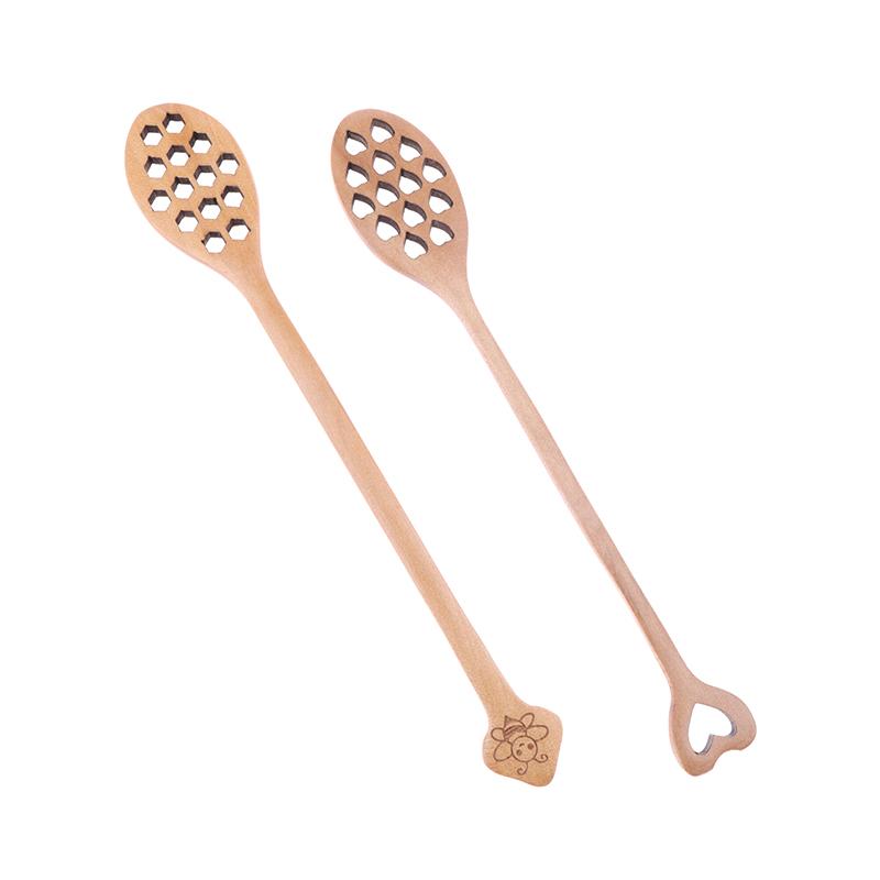 Wooden Honey Spoon Handmade Honey Stirrer Long Handle Cooking Baking Tool Kitchen Tableware Scoop Coffee Honey Tea Spoon Stirrer