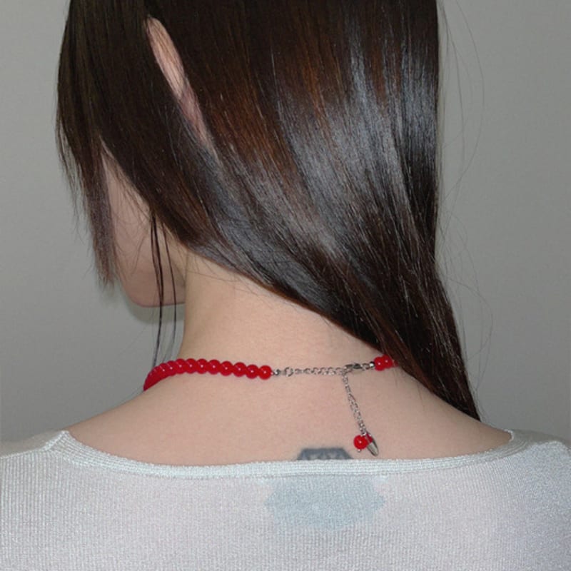 

DEFINE OTHER 4th Reorder_Red Glass Beads Necklace Red