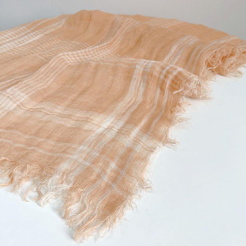 Versatile Solid Color Linen Scarf Light And Breathable Sunscreen Decorative Silk Scarf Literary Japanese Rough Edge Scarf