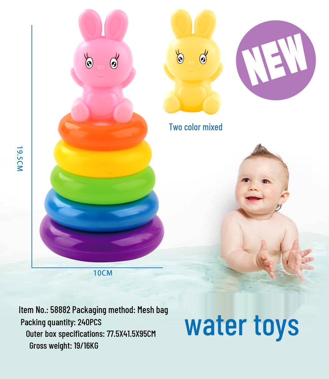 Rainbow Tower Ring Toss - Children s Educational Stacking Game with Little Yellow Duck