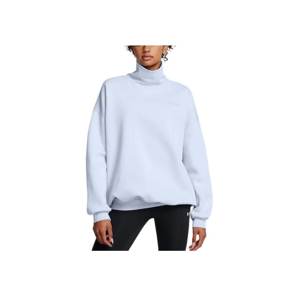 Under Armour Icon Loose Simple Comfortable Warm Fleece Pullover Sweatshirt Women Sweatshirt Rain-Cloud-Blue 1386500-464
