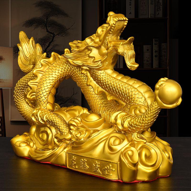 Fengshui Zhaocai Brass Five Claw Gold Dragon Ornament Wealth Attract Office Living Room Drcorations Craft Gift