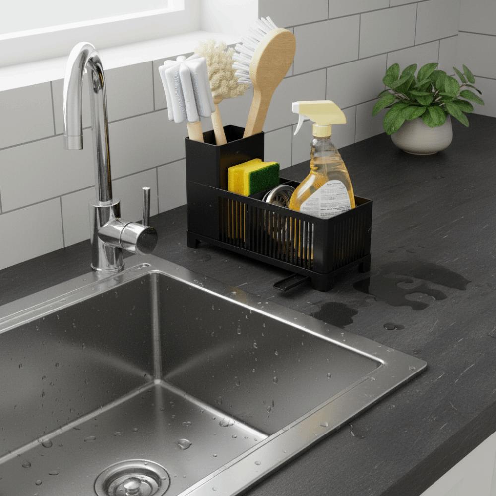 Well-ventilated Kitchen Sink Organizer Space-saving Sink Sponge Storage Basket Soap
