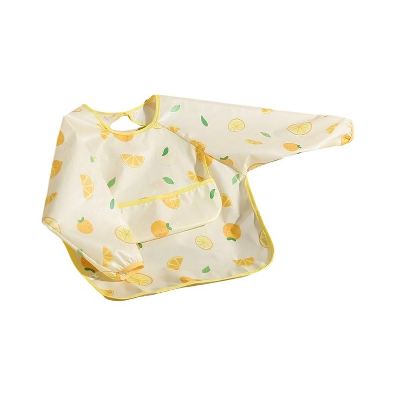 Miękki Lekki Śliniak do Karmienia Dziecka z Pełnym Zakryciem Rękawów, Wielofunkcyjny Fartuch z Kieszenią na Jedzenie dla Niemowląt i Małych Dzieci