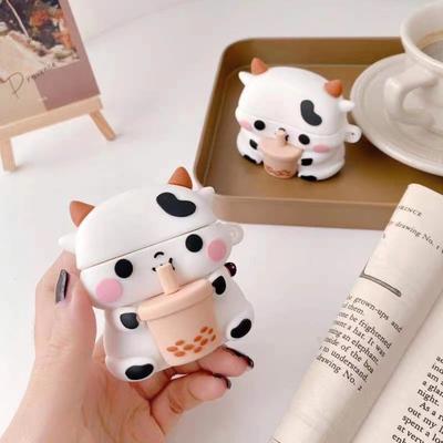 Custodia 3D Boba Mucca Cartone Animato per AirPods Pro 1 2 3 Custodia Protettiva per Auricolari Wireless Cover per AirPods 2 Custodia Scatola di Ricarica