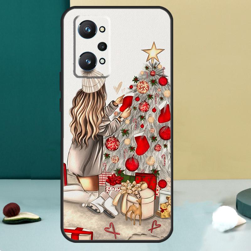Fashion Girl Merry Christmas For OPPO Realme C33 C55 C35 C31 C30 C21Y C25 C11 C15 GT Neo 5 3T 2T 8 9 10 11 Pro Plus Case