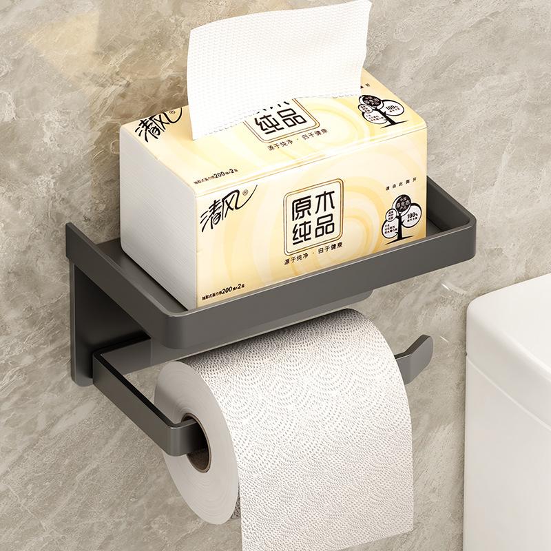 

No punching bathroom mobile phone roll paper toilet tissue holder shelf tissue box toilet toilet paper holder toilet paper holder surrounding single layer black