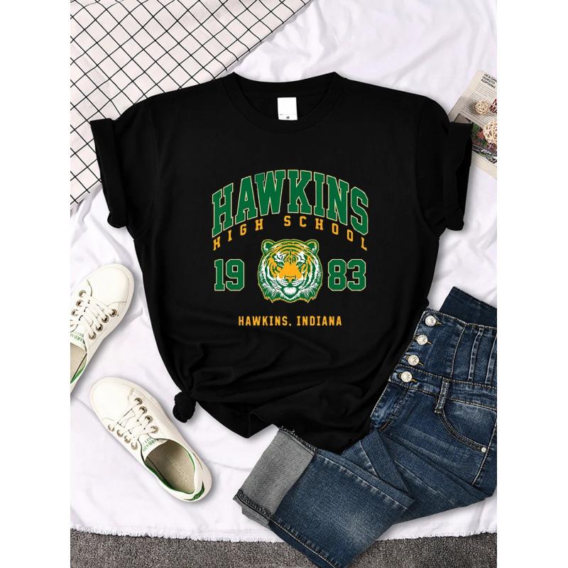 Hawkins High School 1983 Printed Women T-Shirt N S чёрный