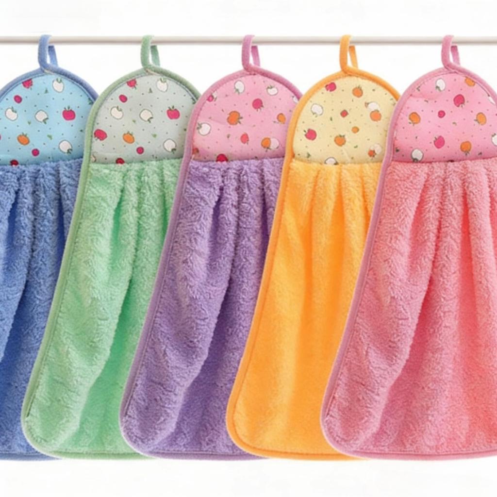1/5Pcs Coral Velvet Bathroom Supplies Soft Hand Towel Absorbent Cloth Dishcloths Hanging  Cloth Kitche