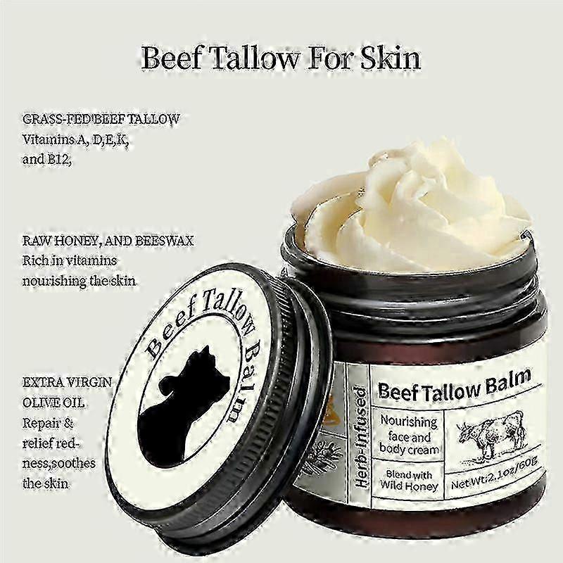 Balzám na péči o pleť Fat Cow z hovězího loje, Balzám z hovězího loje a medu pro pokožku, Organický hovězí lůj z dobytka krmeného trávou Hydratační krém na obličej pro popraskanou a suchou pokožku 2025