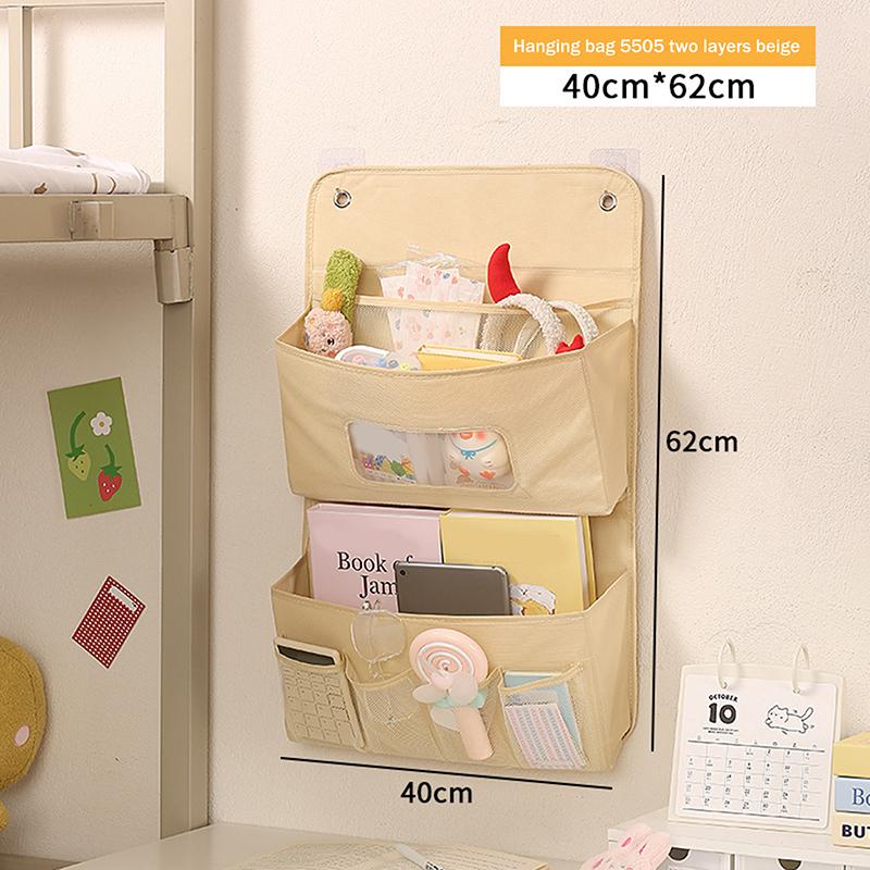 

Nordic Lattice Multifunctional Bedroom Wall Storage Hanging Bag Organizer Bedside Door Multi-Layer Hanging Storage Basket Fabric
