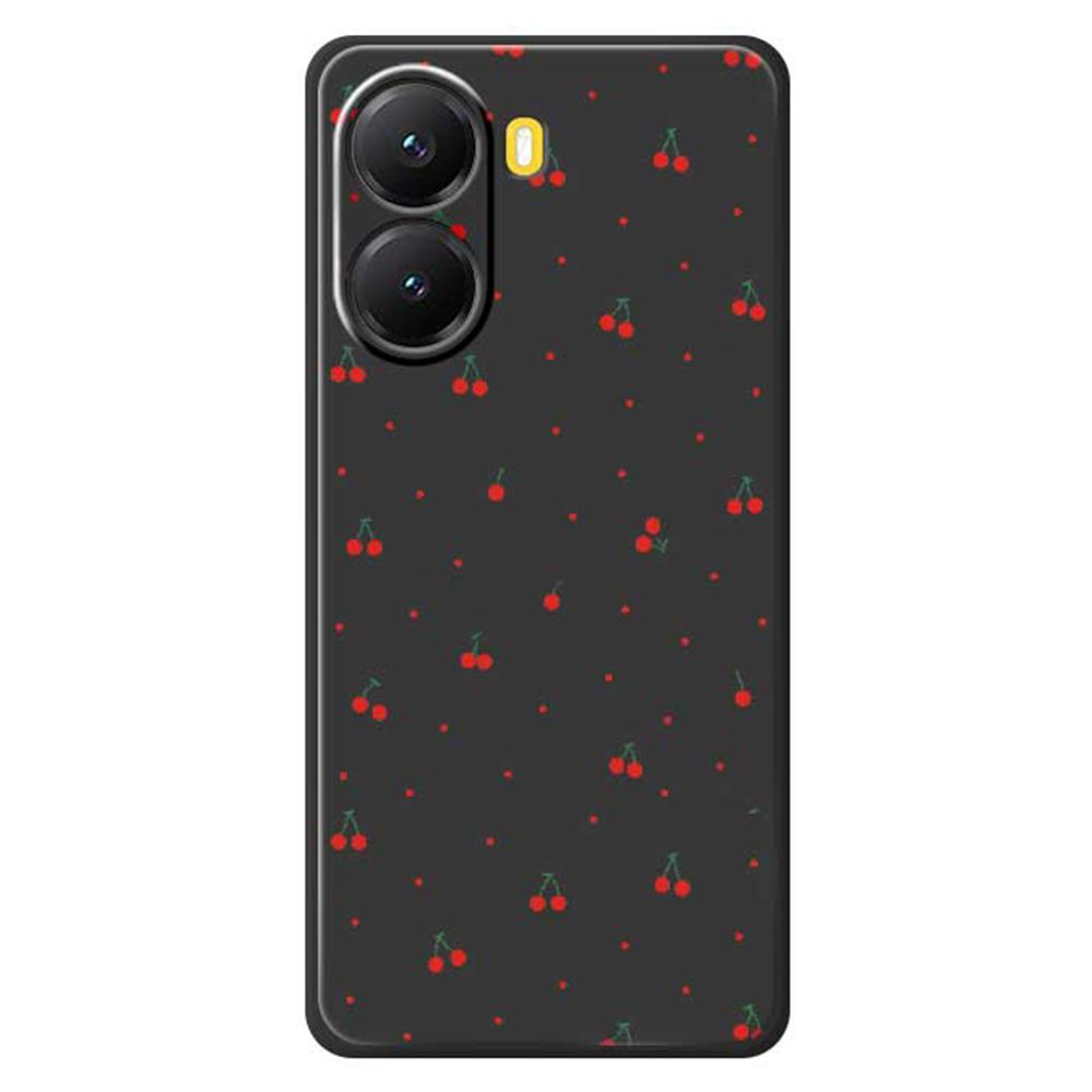 For Xiaomi Redmi Turbo 4 5G/Poco X7 Pro 5G Case Red Cherry Pattern Printing Straight Edge TPU Phone Back Cover
