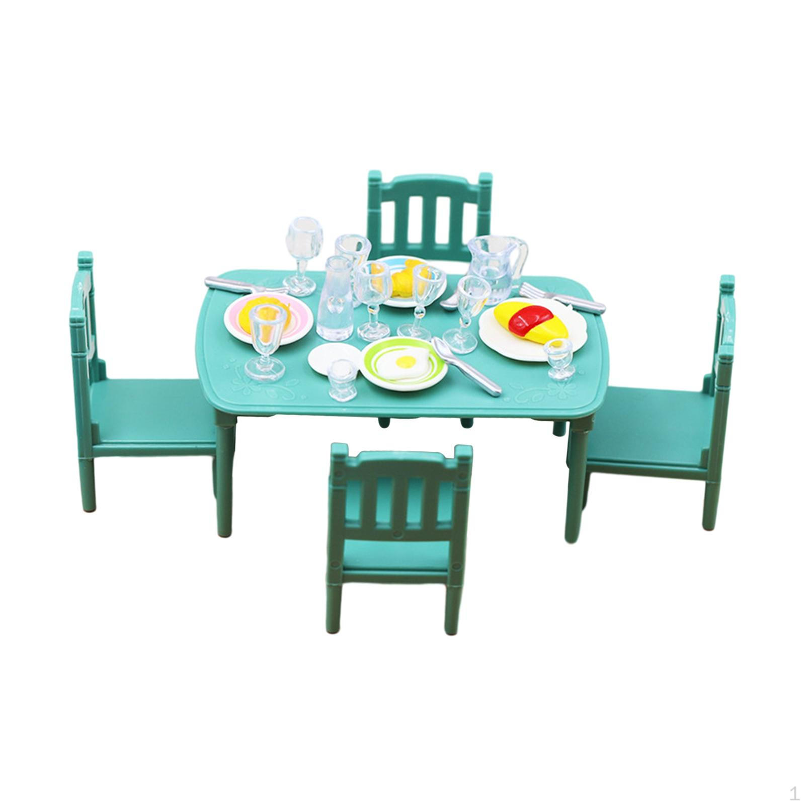 1:12 Dollhouse Dining Room Scenes, Table and Chair Set, Life Scenes Decoration