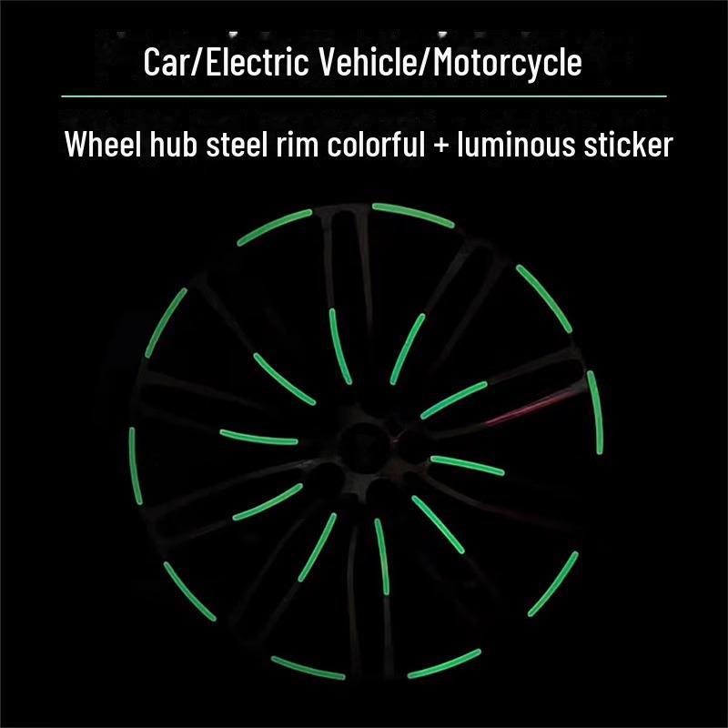 Reflective Colorful Tire Warning Stickers for Cars, Bikes, and E-Cars - Luminous Decorative Wheel Decals