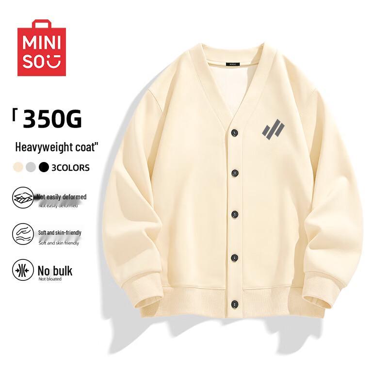 MINISO Unisex Heavyweight V-Neck Open-Front Sweatshirt
