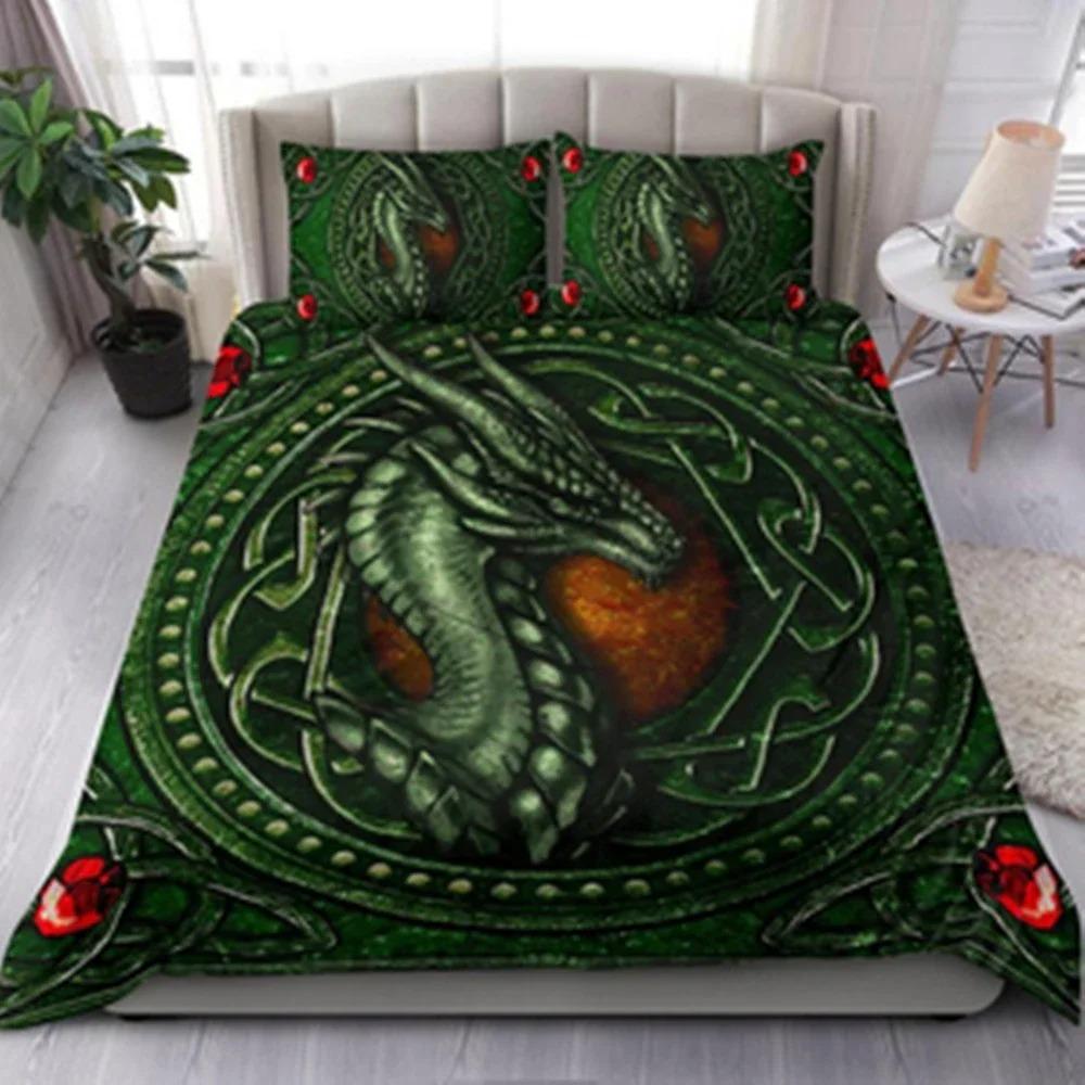 Dragon Printed Duvet Cover King Queen Western Magic Dragon Bedding Set Polyester Quilt Cover for Teen Adults