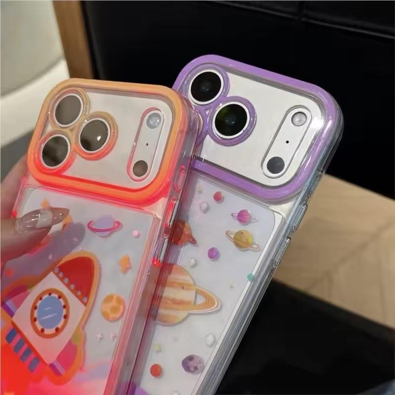 Illuminating call lights, flying saucer rocket phone cases suitable for iPhone 17 17Air 16 15 14 13 12 11 Promax XSMAX XR X
