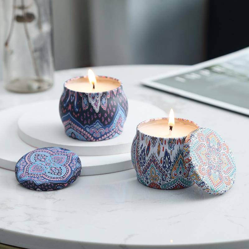 Creative Festive Atmosphere Lights Wedding Souvenir Candles Indoor Soy Wax Aromatherapy Candles Round Tin