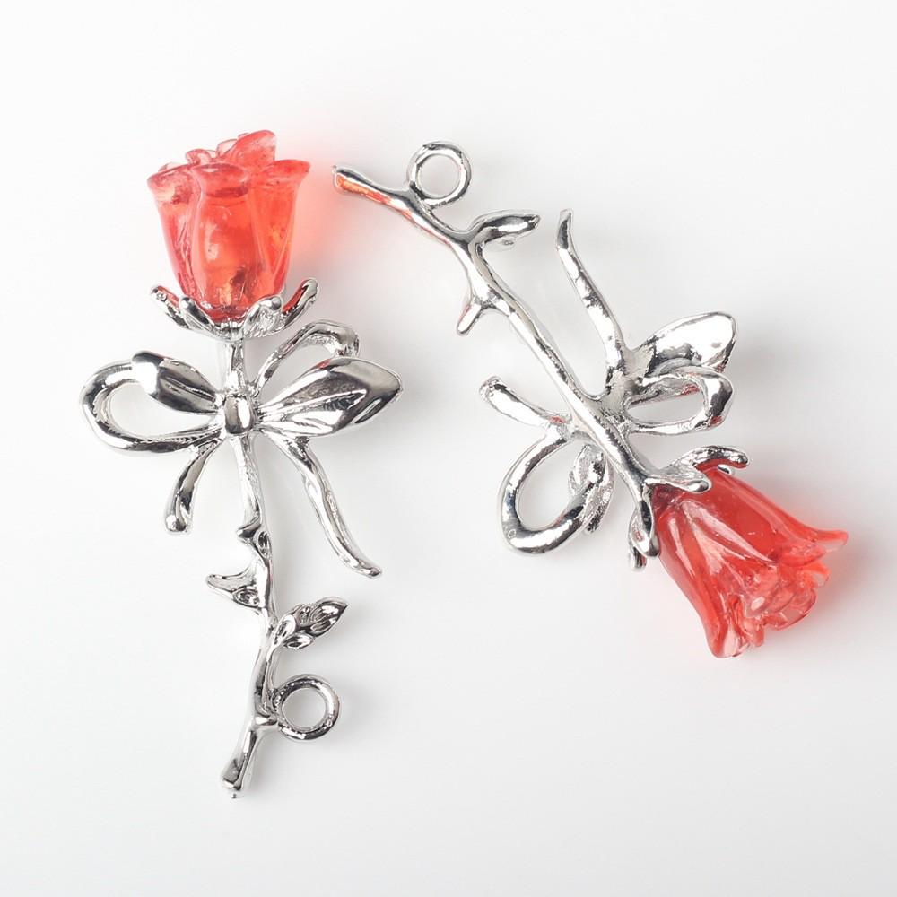 

Y2K Sweet Rose Alloy Resin Pendant Charm for DIY Jewelry