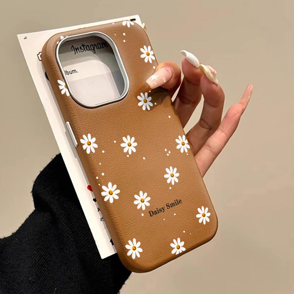 Daisy Flower ShockProof Phone Case For Samsung Galaxy A16 A35 A54 A55 5G S21 S22 S23 FE S24 Plus S25 Ultra Leather Texture Funda