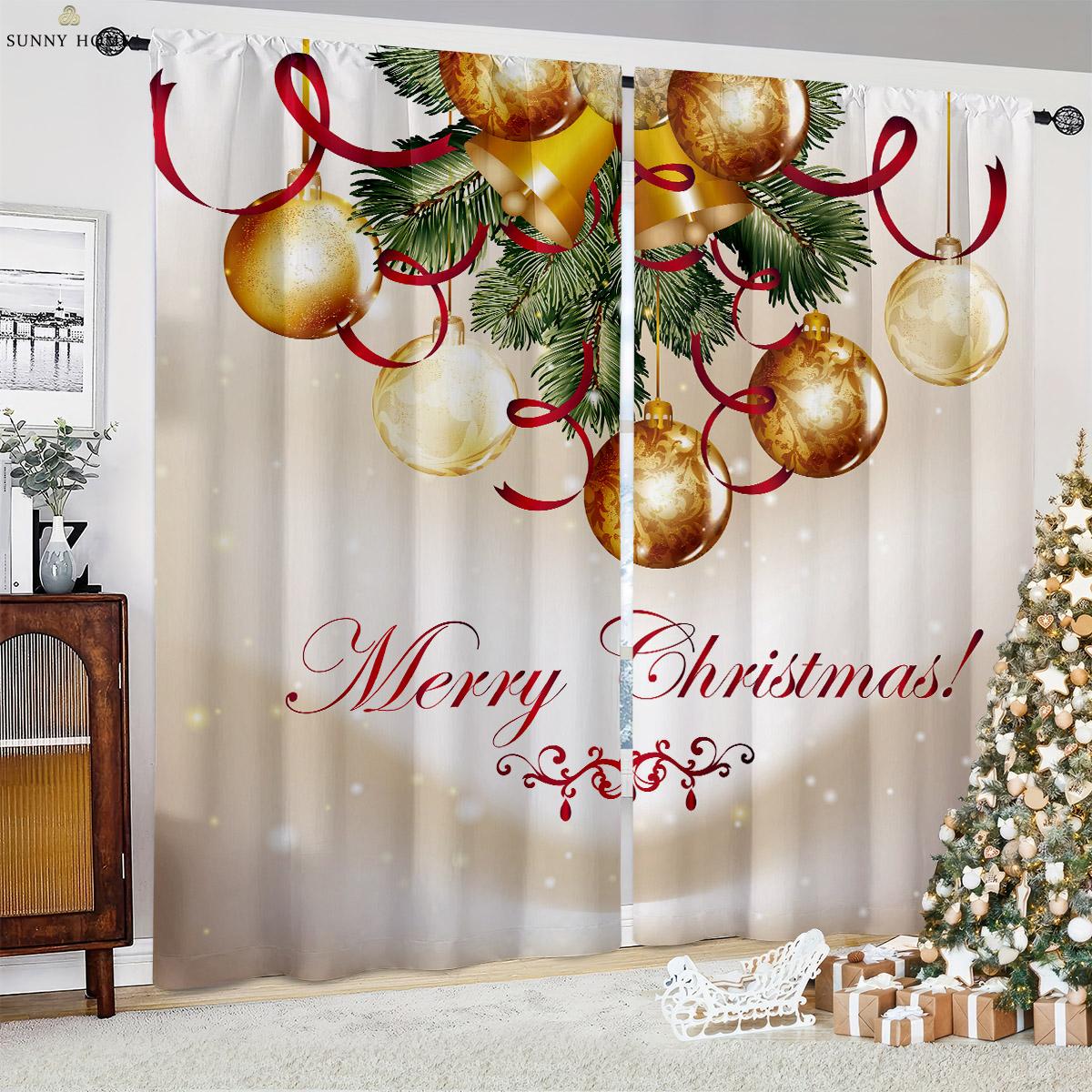 

Рождественские украшения из 2 предметов, занавески с рисунком Санта-Клауса, подарок для спальни, гостиной, ресторана, праздничное украшение, занавески W50xH140(CM)x2PCS&Grommet Top
