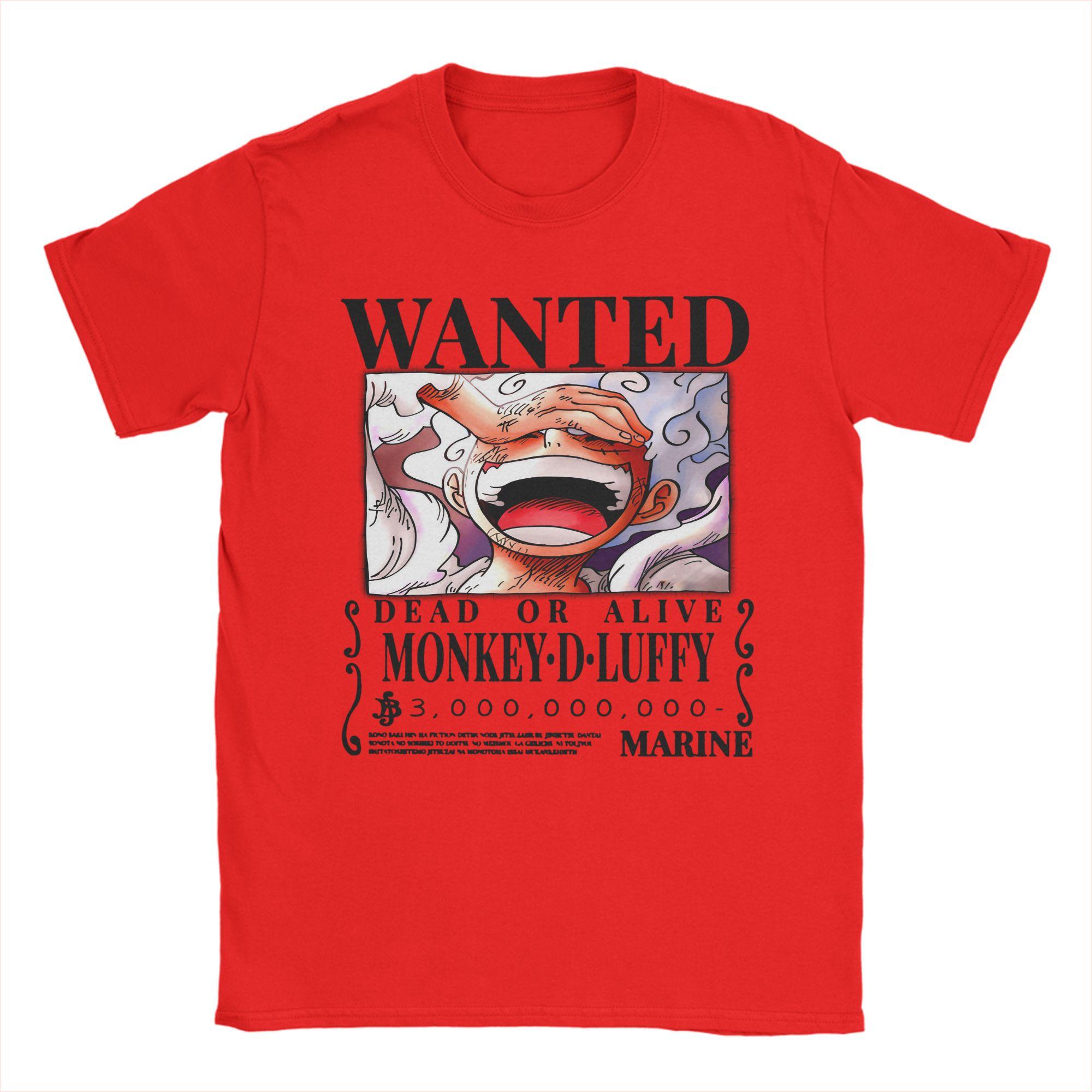 

Mens Wanted Dead Or Alive Monkey D Luffys Ones Pieces T Shirts Pure Cotton Clothes Cool Crew Neck Tee Shirt Classic TShirts S