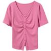 Sancai Women's V-Neck Slimming Short Sleeve T-Shirt