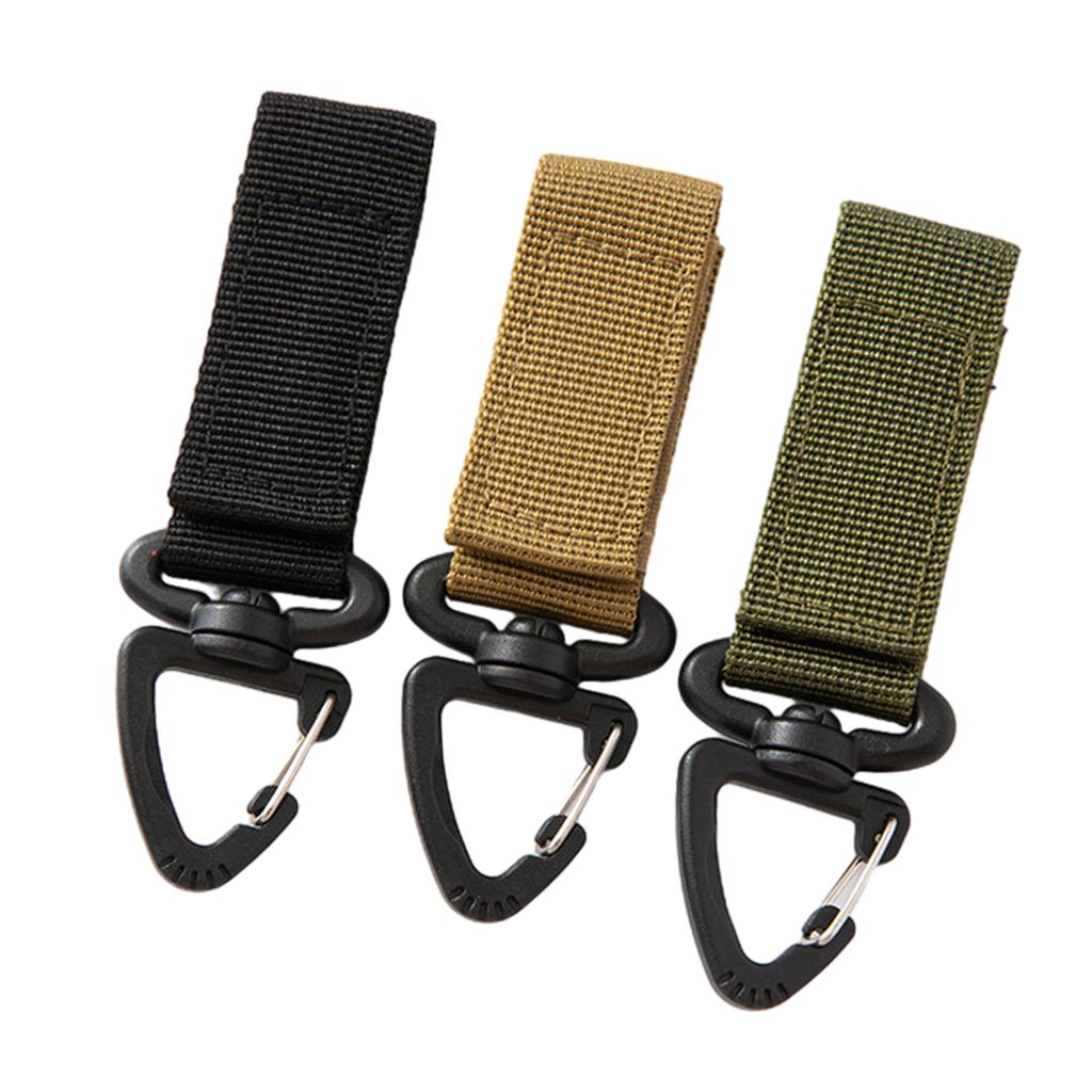 3 Pcs Tactically Belt Hanging Carabiners Hook Belt Clip Key Buckle 360 Degree Rotating Nylon Webbing Buckle Strap Clip