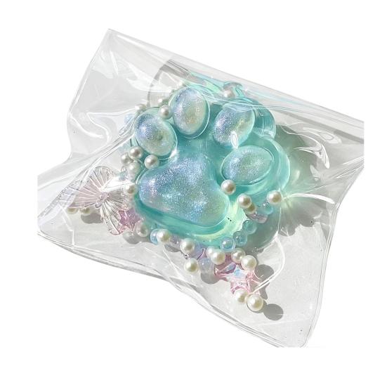 

Colorful Transparent Cat Paw Squeeze Toy Soft TPR Fidget for Stress Relief Fun Birthday Christmas Gift for Kids Adults зелёный