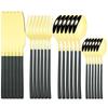 24 Pcs Black Tableware Stainless Steel Cutlery Set Forks Knives Spoons Kitchen Dinner Set Fork Spoon Knife Gold Dinnerware Set