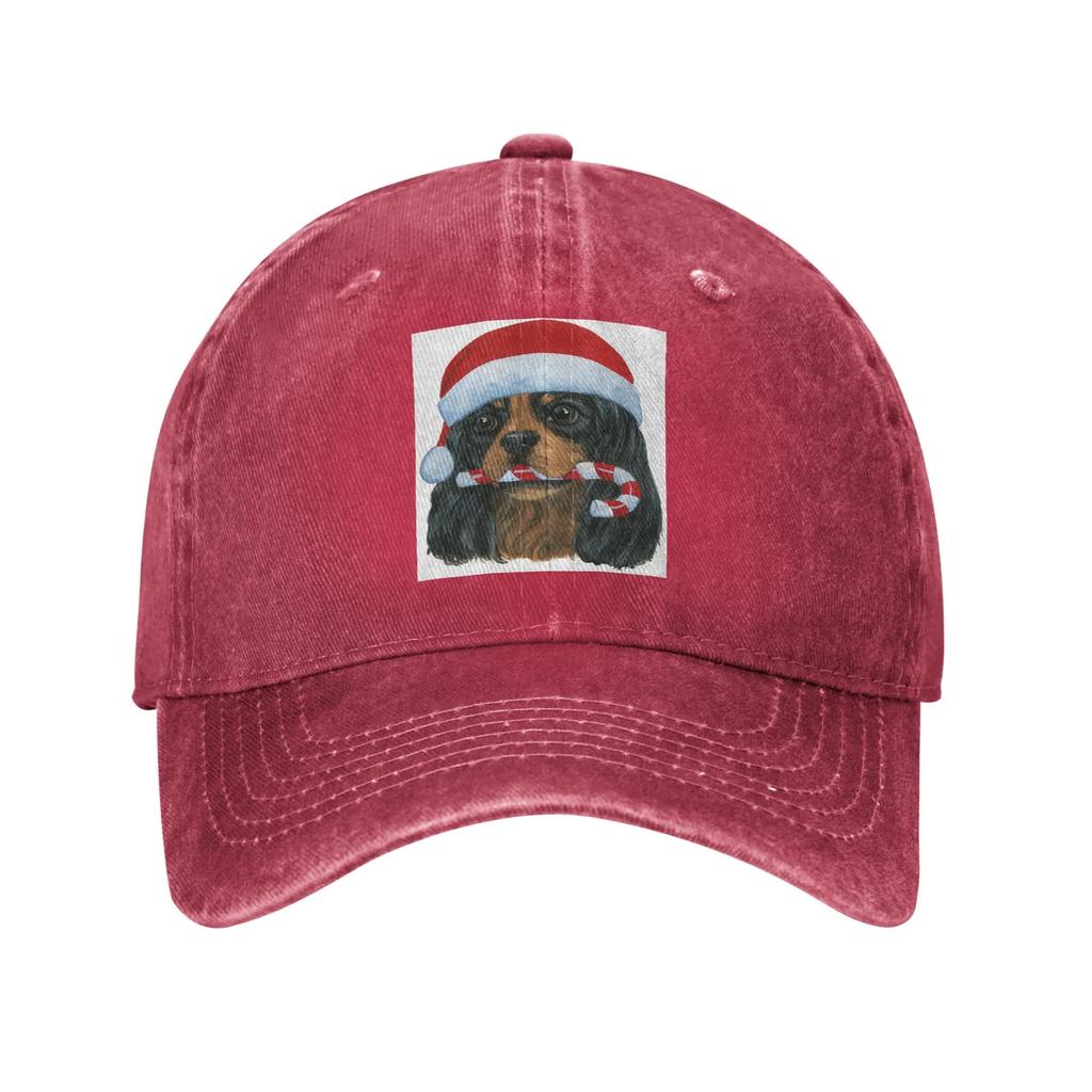 Christmas Cavalier King Charles Spaniel Black and Tan Denim Cap Casual Baseball Caps Adjustable Hat Summer Unisex Baseball Hats