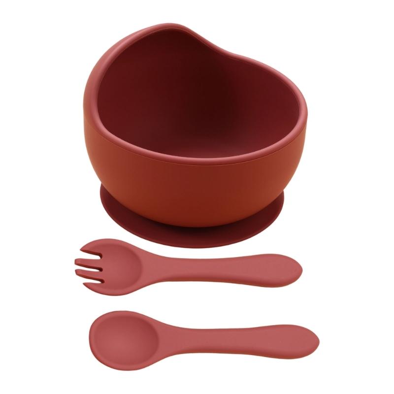 Food Grade Silicone Baby Feeding Bowl Nonslip Suction Cup Heat Resistant Easy Grip Spoon For Newborns Kids