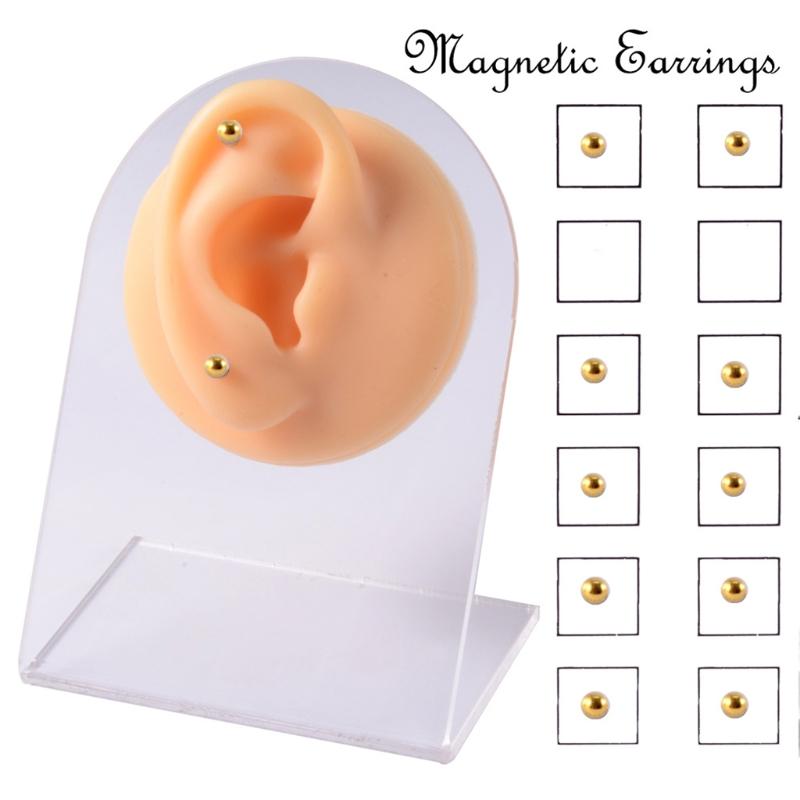 Personalized 12 Pcs Magnetic Stud Earring Ear Bone Nails Fake Cheater Non Pierced Jewelry Nose Ear Lip Stud Magnet DIY