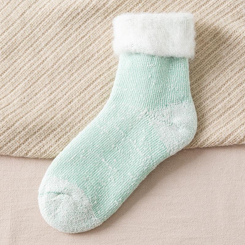 Women’s Extra Thick Fleece-Lined Terry Wool Socks - Warm, Cold Resistant Mid-Calf Snow Socks