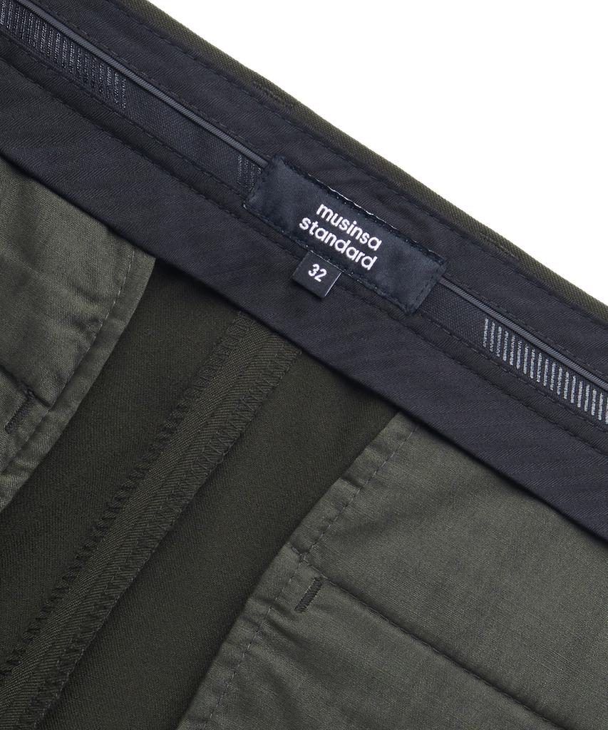MUSINSA STANDARD Tapered Hidden Elastic Waist Length Slacks [Khaki]