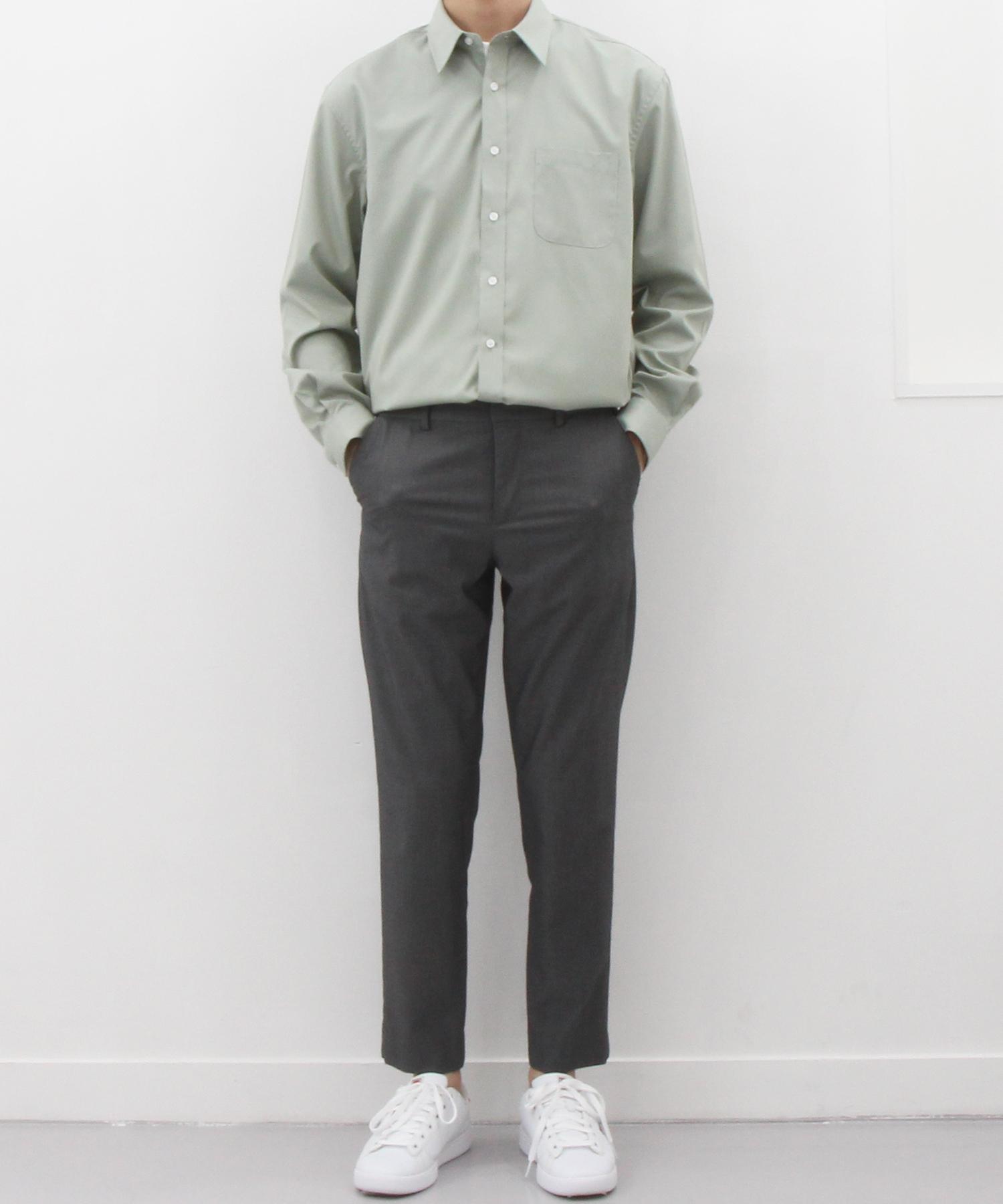 The Shirt Studio Khaki Semi-Oversized Spandex Solid Shirt 105