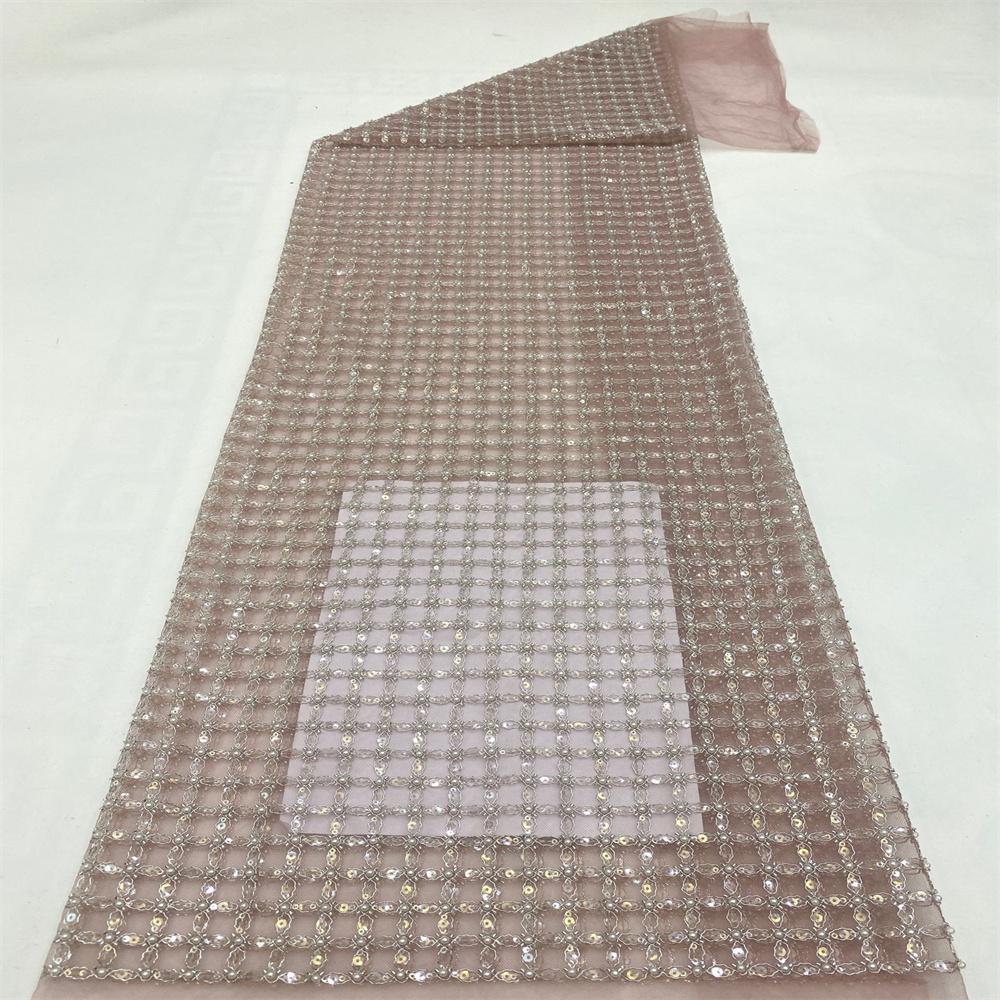 5 Yards In Stock Mesh Embroidery Beads Sequin Fabric Party Wedding Dresses Cheongsam Beaded Lace Fabric 23 Colors 100x130cm