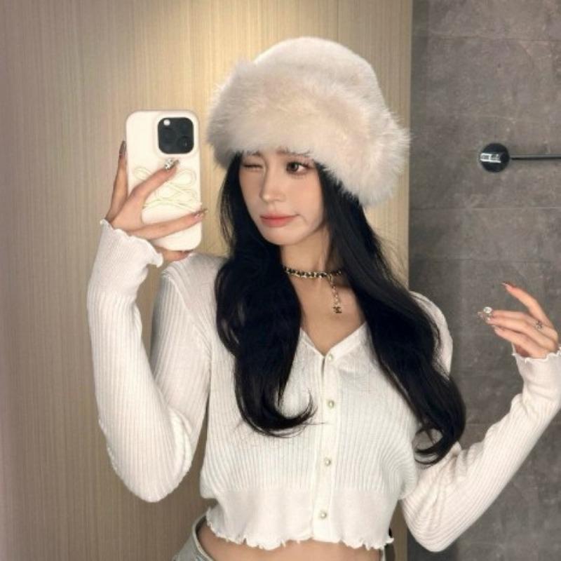 Advanced Imitation Rabbit Fur Hat Women's Winter New Face Small Bucket Hat Thickened Cold Protection Ear Protection Warm Mongolian Hat